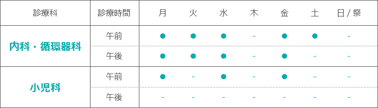 診療日表